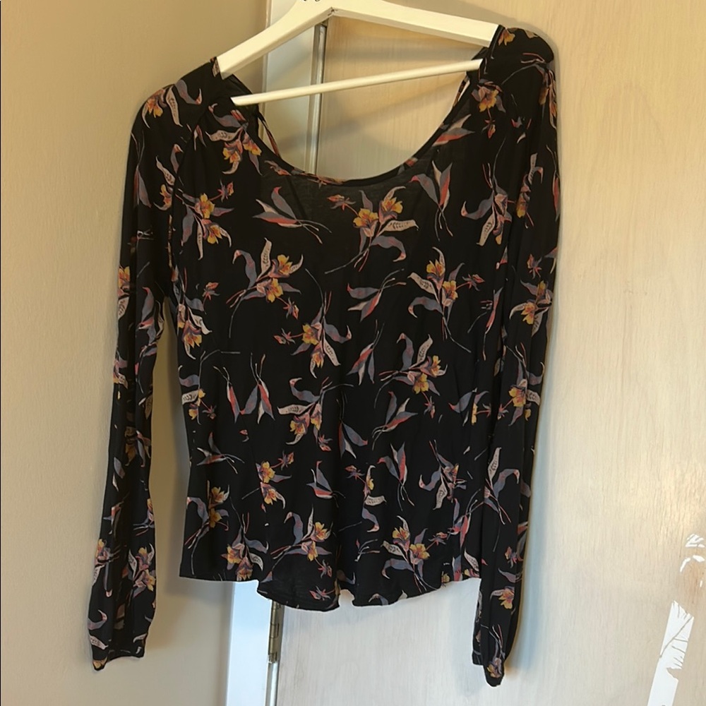 Floral Black Long Sleeve Top